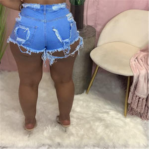 Shorts en jean pour femmes été 2021, décontractés, fermeture éclair, poches, jeans, vêtements de rue, shorts en denim tendance, trous, pantalon R1742 - Product Image 6