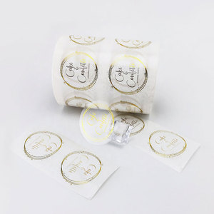 Self Adhesive Customized <strong>Printing</strong> Clear Gold Foil Stickers Transparent Logo <strong>Label</strong> - Product Image 4