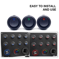 Interrupteur à bascule rond SPST 12V 20A 23mm de diamètre ON-OFF 3 broches avec LED rouge et bleue DOT pour feux de position