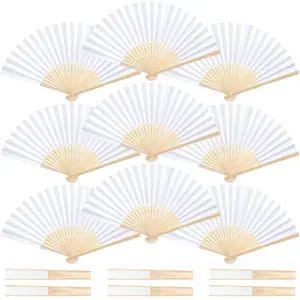 Abanicos de papel plegables de mano para iglesia, regalo de boda, recuerdos de fiesta, decoración DIY, abanicos plegables de Bambú