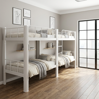 Lit superposé moderne en métal noir avec échelle et barrière de sécurité haute, personnalisable, en acier, pour commandes en gros – Vente directe usine