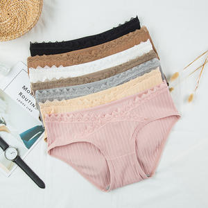 Celana Dalam Wanita Hamil Bertepi Renda Pinggang Rendah Warna Murni Katun Organik Bersirkulasi Pakaian Dalam Wanita Ukuran Plus - Product Image 2