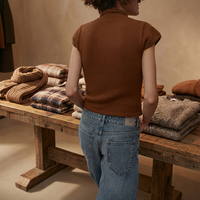Pull en polyester tricoté à col rond et boutonnage simple, style vintage automne européen-américain, pour femme, idéal pour les trajets quotidiens
