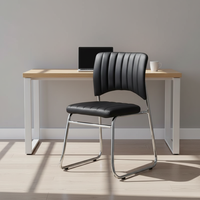 Chaise de bureau exécutive moderne sans accoudoirs en cuir, dossier haut ergonomique pour hôtel et bureau à domicile, structure en acier
