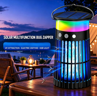 Piège à insectes solaire avec lumière ambiante RVB et exterminateur électrique - Piège à insectes multifonction suspendu pour l'intérieur et l'extérieur