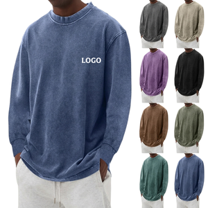 Low Price Oversized <b>Vintage</b> Washed Long Sleeve T-Shirt Men Plain Blank Cotton Knitted O-Neck Streetwear Solid Color Pullover <b>Tee</b> - Product Image 1