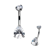 Métal éternel ASTM F136 titane filetage interne haut rond ensemble de broches larme goutte CZ nombril anneau bijoux de corps
