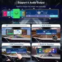 Caméra de tableau de bord ADINKAM IPS Mirror Dash Cam 11,26 pouces 4K avec Bluetooth, CarPlay sans fil, écran tactile, Android Auto, stéréo, aide au recul et amplificateur