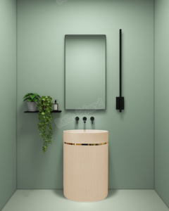 Lavabo sur pied monobloc de luxe moderne en pierre artificielle écologique de haute qualité pour salle de bain et extérieur - Product Image 4