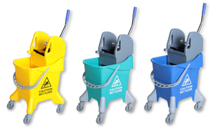 Seau à serpillière <span class=keywords><strong>mobile</strong></span> 31L avec essoreuse intégrée et chariot, en plastique PP écologique, pour usage intérieur et extérieur, bleu, personnalisable - Product Image 2