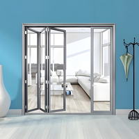 Puerta Plegable de Vidrio Panorámico Antipinzamiento de Buen Material para Interiores de Villas, Hoteles, Áreas Comerciales y Oficinas