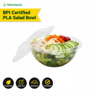 Vajilla gran oferta grado alimenticio Eco Biodegradable compostable Pla transparente personalizado Biodegradable plástico ensaladera conjunto con tapa