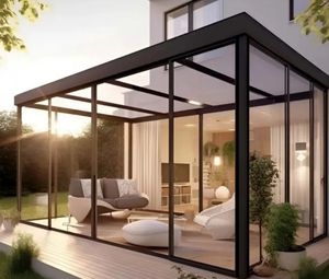 Véranda moderne facile à installer, personnalisable, en verre trempé, ignifuge, isolante, proche de la nature, excellent rapport qualité-prix, utilisable toute l'année - Product Image 6