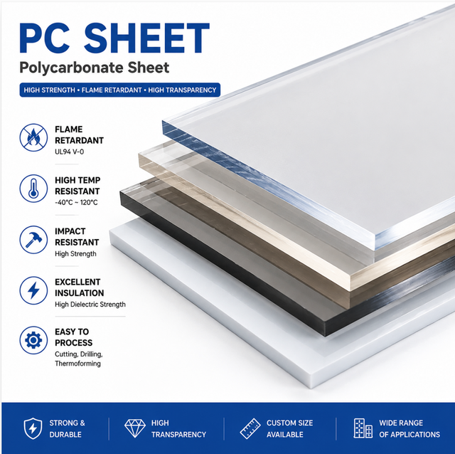 Flame Retardant Polycarbonate Sheet High Temperature Resistant PC Board Electrical Insulation Housing Material