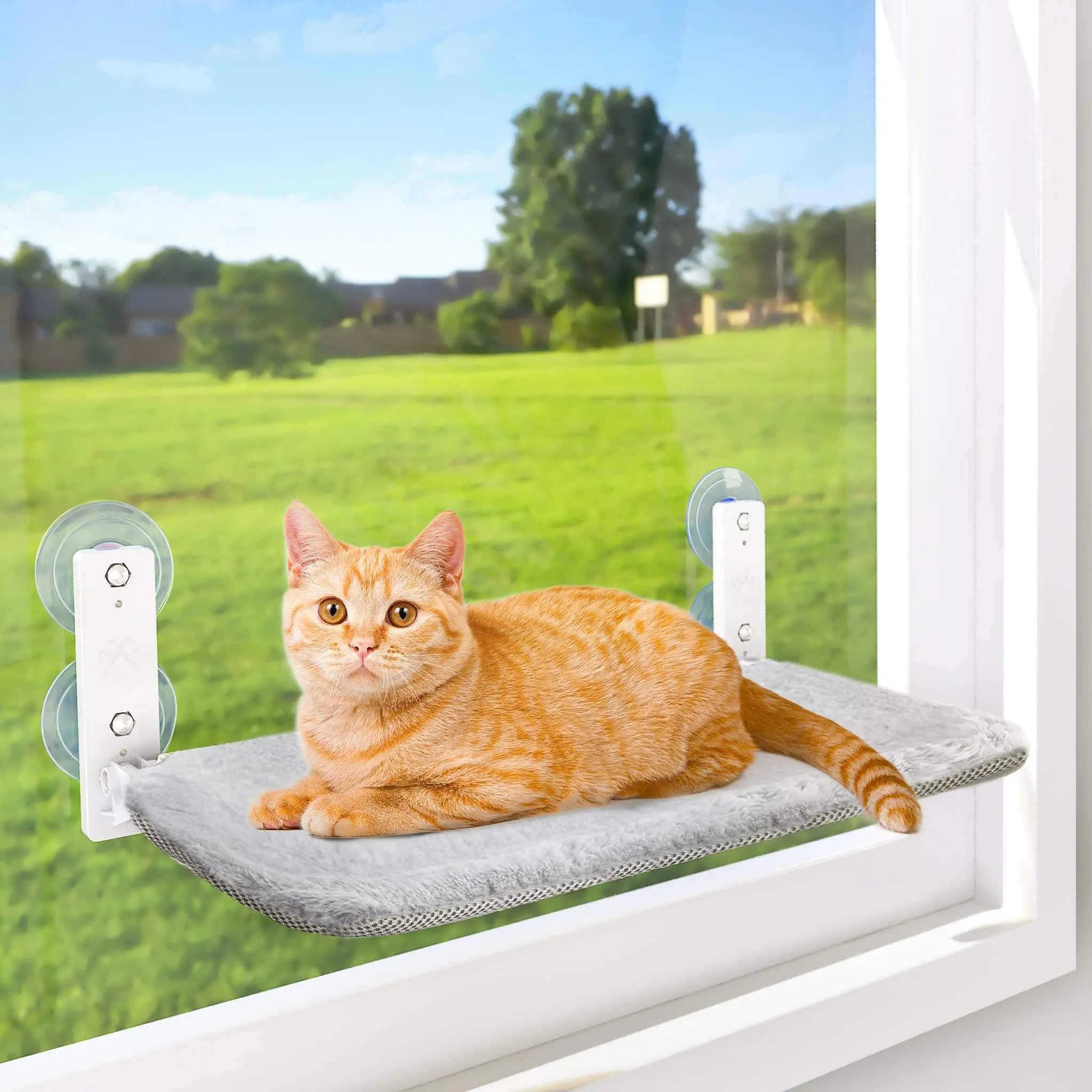 Amaca pieghevole Cordless gatto parete robusta struttura in metallo gatto finestra pesce persico per grandi gatti e gattini appeso letto della finestra