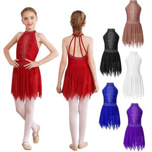 Vêtements de danse pour enfants de 6 à 16 ans, vêtements de gymnastique, vêtements de scène pour filles, vêtements de danse sur glace, robe de danse avec strass, costume - Product Image 1