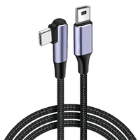 Kabel Transfer Data pengisi daya Pria, USB C Male ke Mini Usb 5pin 1m Untuk kamera
