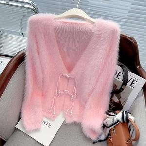 <span class=keywords><strong>Cardigan</strong></span> in maglia di visone corto da donna, caldo e versatile, <span class=keywords><strong>con</strong></span> pelliccia spessa, stile temperamento - Product Image 2