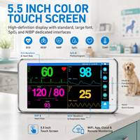 Moniteur patient vétérinaire 5,5 pouces multi-paramètres à écran tactile complet avec ECG, RESP, NIBP, SpO2 (PR), TEMP pour clinique vétérinaire