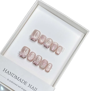 <span class=keywords><strong>Uñas</strong></span> Postizas Francesas <span class=keywords><strong>Elegantes</strong></span>, Cortas, Cuadradas, Estilo Ojo de Gato, Pintadas a Mano, Color Puro, Acabado Brillante, con Etiqueta Privada - Product Image 1