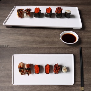 Unbreakable Factory Wholesale Restaurant Sushi Dinnerware 13 Inch White <strong>Rectangular</strong> Melamine Tray - Product Image 5