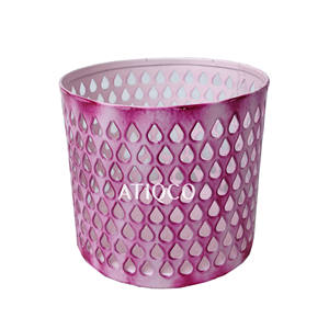 Vente en gros de bougies chauffe-plat rondes en fer rose pour mariage et décoration intérieure beaux vases en métal - Product Image 1