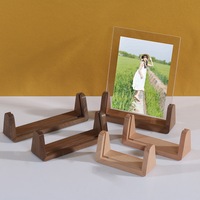 Set Bingkai Foto Kayu Solid Rustic dengan Alas Kayu dan Kaca Temper untuk Meja, Logo Dapat Disesuaikan