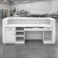 Table de réception de bureau, idée de zone de Table, modernisme, utilisation commerciale, mobilier de Table personnalisé en Corian blanc