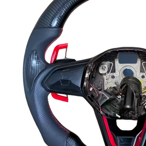 Volant en cuir et fibre de carbone personnalisé pour Volkswagen Polo Scirocco Golf 6 Golf 7 MK7 MK7.5 MK8 Bora Santana <span class=keywords><strong>Caddy</strong></span> - Product Image 3