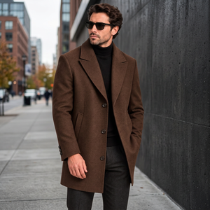 Poncho long pour homme MARKOVA, style 979, couleur marron, col pointu, triple boutonnage, pour l'hiver, première qualité, best-seller, vente en gros - Product Image 3