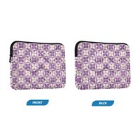 Housse d'ordinateur portable matelassée en polyester doux avec imprimé Ulu violet hawaïen, pochette zippée, étui de protection personnalisé pour ordinateur portable