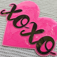 Patchs Cœur Personnalisés Thermocollants Saint-Valentin Rose XOXO Broderie Pailletée Grande Taille pour Vêtements T-shirts Sweats à Capuche Vestes Chapeaux Denim