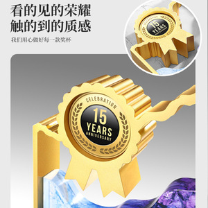 Custom Metal <b>Trophy</b> Crystal Laser <b>Engraved</b> Award Medal For Annual Meeting Outstanding Employee Gift - Product Image 5