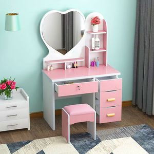 Coiffeuse minimaliste moderne éclairée haut de gamme assemblée <span class=keywords><strong>mini</strong></span> armoire de rangement pour petits appartements vanité de maquillage tendance - Product Image 4