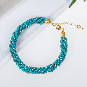 Pulsera de Cristal Natural Trenzado de 4 Filas Azul WENCHI, Elegantes Brazaletes Modelo TWB813 - Product Image 6