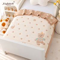 Couverture de bébé matelassée en coton et polyester, respirante, garnie de fibres, motif dessin animé, pour l'emmaillotage, literie d'hiver