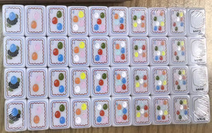 Mahjong Americano Botanico con Pappagalli, Ginkgo, Fiori Selvatici e Uccelli Colorati, a Quattro Strati in Acrilico, Verde Arancione a Righe, per Uccellini Carini - Product Image 3