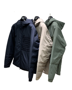 Chaqueta de Plumón con Capucha Unisex Color Caqui con Panel Acolchado y Cremallera Negra, Ropa de Abrigo Informal para Invierno - Product Image 1