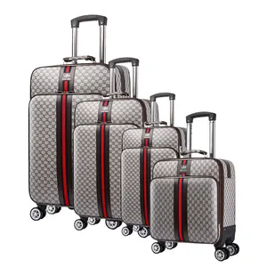 Wholesale Large Capacity Business Suitcase Set PU Leather Men Trolley Bag Luggage 4 Set