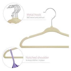 Wholesale Premium Velvet Clothes Hangers Single Tier Space Save Non-slip <b>Black</b> Plastic for Wardrobe Bathroom Tools - Product Image 3