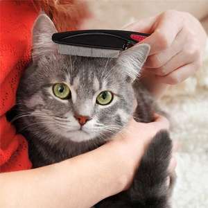 抗ノミショートドッグコーム環境に優しいステンレス鋼TPR ppペット脱毛ブラシグルーミングツール - Product Image 4