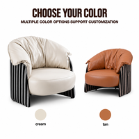 Fauteuil individuel haut de gamme style rétro moderne en cuir véritable fait main pour la maison, le bureau et les hôtels