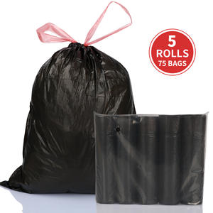 Sacs poubelle en rouleau en plastique épais avec cordon de serrage pour poubelle de bureau, chambre à coucher, usage domestique, produits ménagers - Product Image 4