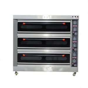 Four à gaz robuste à 3 étages et 9 plateaux avec plusieurs fenêtres de visualisation résistantes à la chaleur, optimisé pour la boulangerie industrielle - Product Image 3