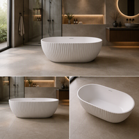 Baignoire autoportante en acrylique pour projets de rénovation de salles de bain d'hôtels, villas et spas, avec drain central et sans robinet inclus