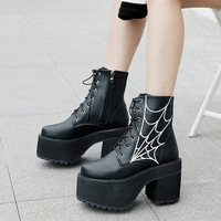Bottes gothiques en toile d'araignée tendance pour femmes, chaussures de cosplay Vampire Knight pour filles des années 90, talons hauts, chaussures esthétiques forestières pour femmes
