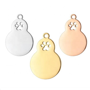 Étiquette d'identification pour animaux de compagnie en acier inoxydable en forme de <span class=keywords><strong>gourde</strong></span> porte-bonheur créative conception de patte creuse mignonne à la mode pour <span class=keywords><strong>chien</strong></span> chat colliers porte-clés accessoire - Product Image 1