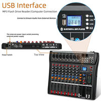 Console de mixage audio professionnelle 8 canaux USB Bluetooth, carte son pour équipement sonore, amplificateur, haut-parleur