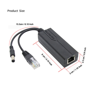 Extracteur PoE actif haute puissance sur Ethernet 10/100 Mbps standard, isolé 48 V vers 12 V 2 A pour caméra IP PoE - Product Image 1