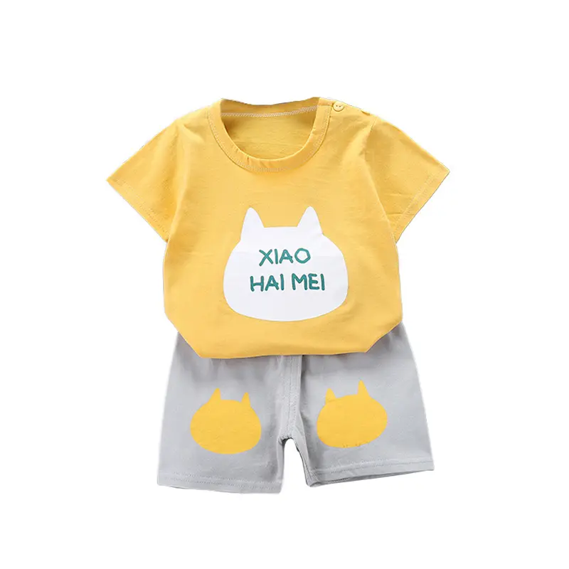 Children's short-sleeved suit cotton summer baby clothes Korean style girls' T-shirt boys' clothing Foreign Trade children's wea